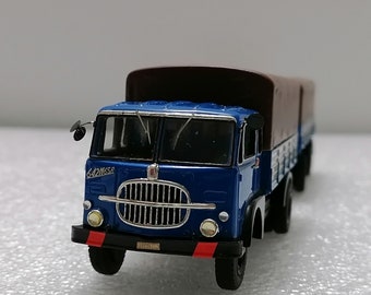 Vintage Truck FIAT 642 N65R Curtainside Trailer, Special Model Car in 1/43 Scale, Handmade Built Factory ELITE MODELS, Made in Italy 1990