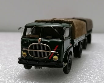 Vintage Truck FIAT 682 N3 Curtainside Trailer, Special Model Cars in 1/43 Scale, Handmade Built Factory CB Models, Made in Italy 1990