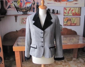 Veste Blazer Boutique Femme ENRICO COVERI vintage en pied-de-poule, taille 42, Made in Italy