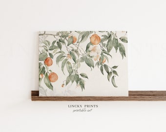 Stampa botanica con fiori di pesco – Decorazione murale estiva per la cucina (download immediato)