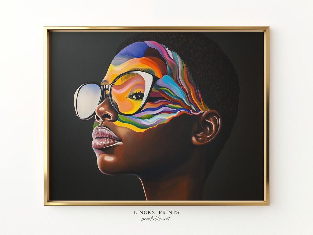 Abstract Black Woman Portrait, Colorful Modern Art (digital Download ...