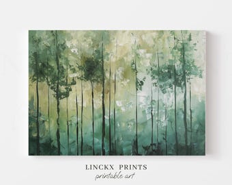 Impression abstraite de forêt verte, peinture de nature moderne (téléchargement numérique)