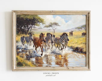 Zebra Safari Print, Wildlife Wall Art (Digital Poster)