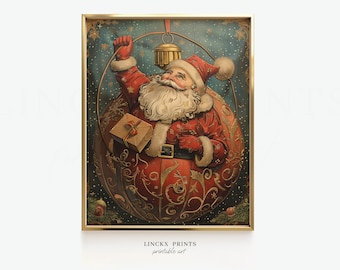 Vintage Santa Claus Print, Retro Christmas Wall Art (Digital Download)
