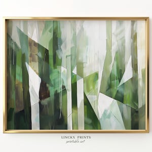 Abstract Wall Art, Green White Geometric Print, Modern Home Living Decor, PRINTABLE Poster, Contemporary Painting, Digital Download Abs72