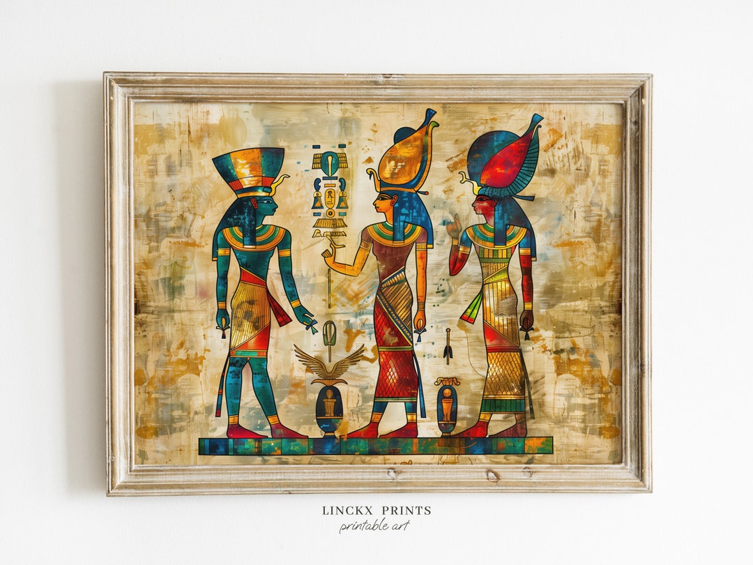 Egyptian Art Print - Traditional Gods Painting, Colorful Ancient Egypt ...