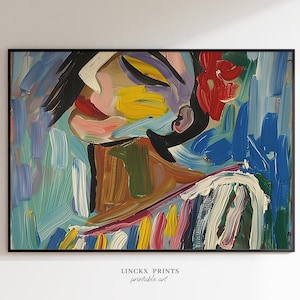 Abstrakter Kunstdruck, nicht-binäre Wanddekoration, LGBTQ+ Drucke, zeitgenössische Kunst, Retro Malerei, digitaler Download, druckbares Poster #Abs31