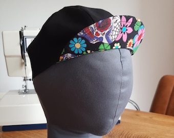 Cycling cap – handcrafted with cotton twill and a printed cotton liner