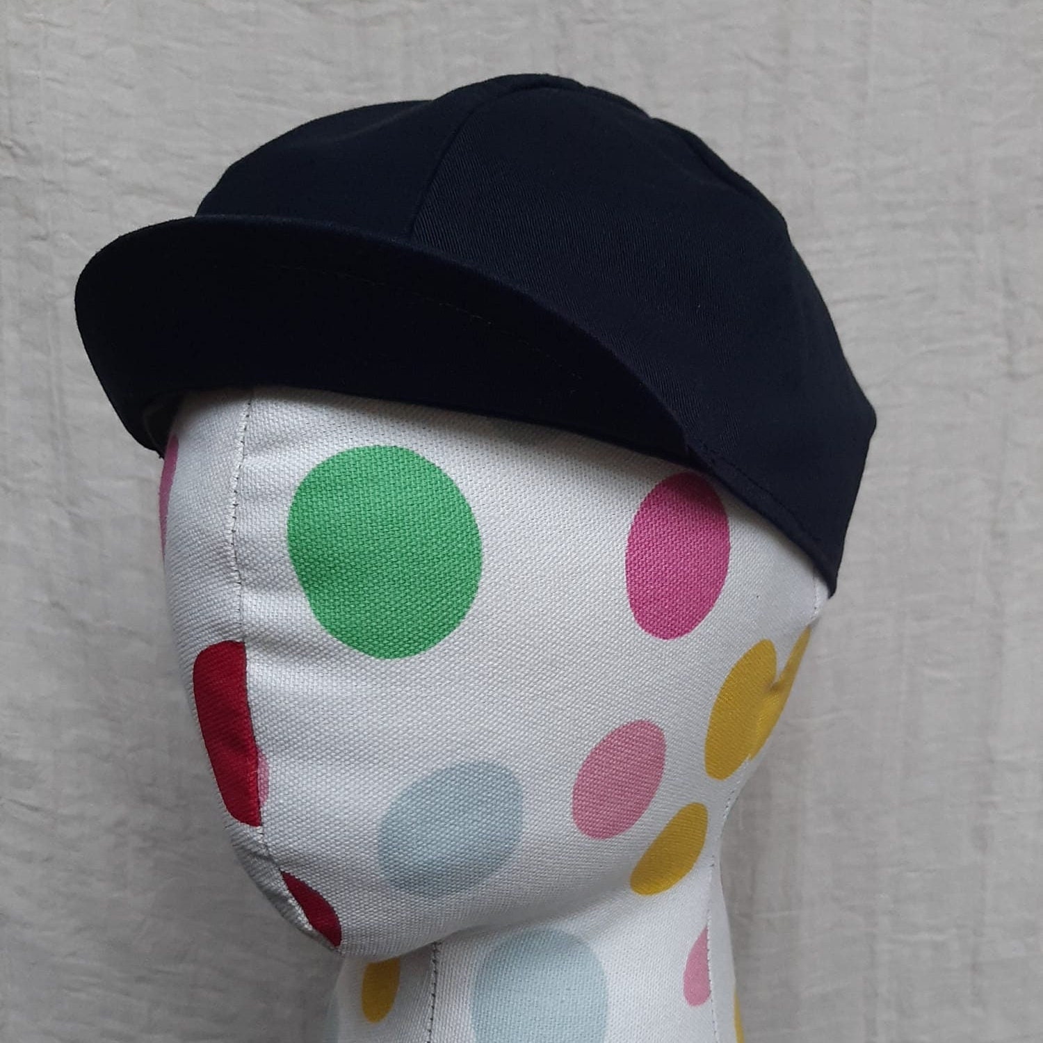 59 Cm Cycling Cap, Black Cotton Twill With Olive Drab Cotton