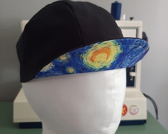 Cycling cap – handcrafted with cotton twill and a printed cotton liner