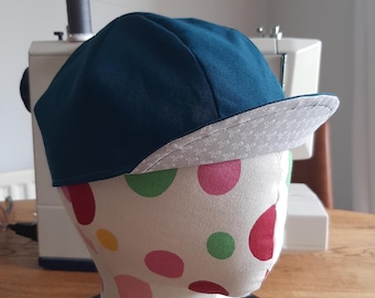 Cycling cap – handcrafted with cotton twill and a printed cotton liner