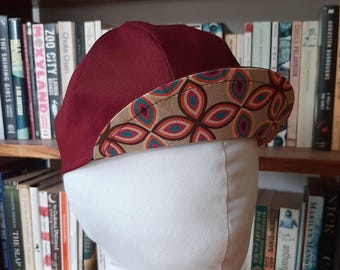 Cycling cap – handcrafted with cotton twill and a printed cotton liner