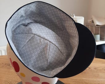 Cycling cap – handcrafted with cotton twill and printed cotton liner