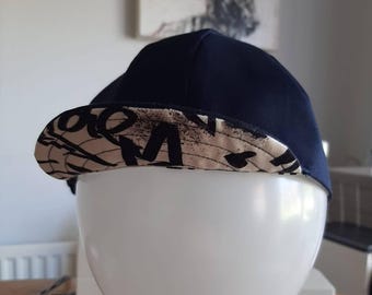 Cycling cap (soft brim) – handcrafted with cotton twill and a printed cotton liner