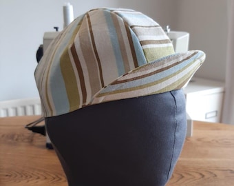 Handcrafted Cotton Twill Cycling Cap: Custom Fit, Striped Brim