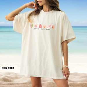 Koszulka Hot Mama Summer, Comfort Colors Beach Pregnancy Announcement T-shirt, Pregnancy Reveal Tee, Baby Shower Gift, Mom Shirt