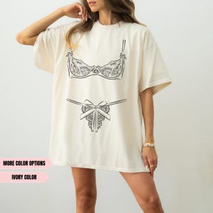 Lingerie Set Graphic Tshirt, Bikini Shirt,Funny and Sassy Tshirt, Comfort Colors, Edgy Black Lacey Lingerie Set Graphic Tshirt, Fashionable.