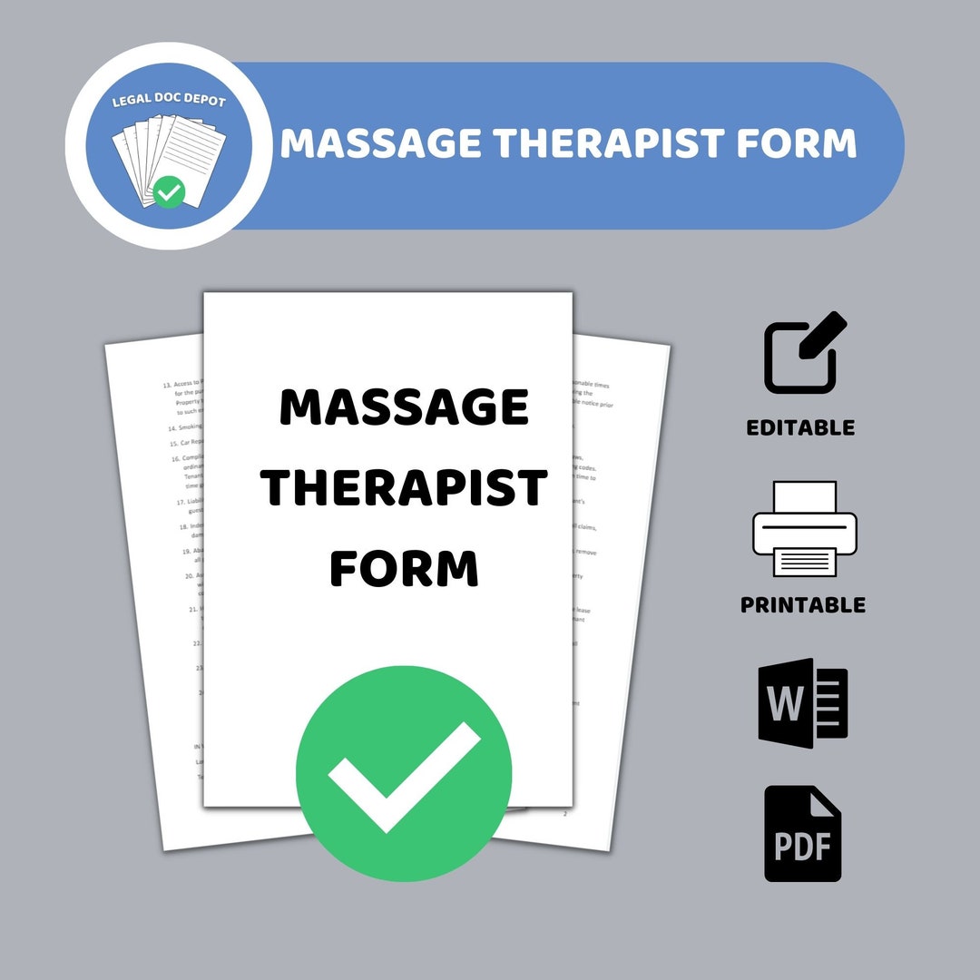 Massage Therapist Form / Massage Therapist Form / Massage Client Intake ...