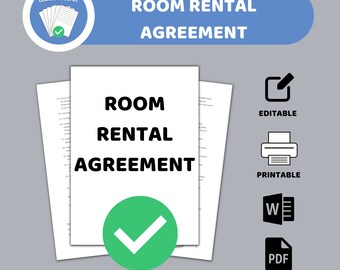 Room Rental Agreement, Editable Template (PDF, Word)