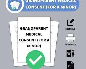 Grandparent Medıcal Consent For a Mınor / Medical Consent Form for Minor Child Template / PDF form, Word document