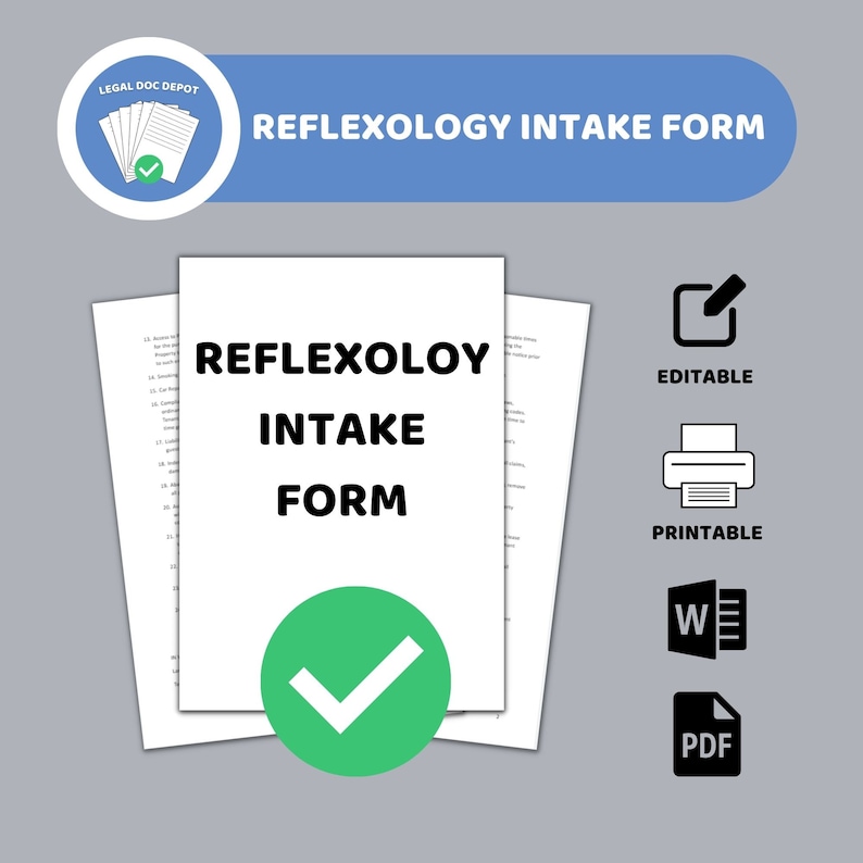 Reflexology Intake Form / Editable in Word Document + Pdfs ...
