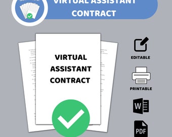 Virtual Assistant Contract Template, Editable Agreement (Digital Download)