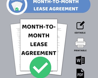 Month-to-Month Rental Agreement, Editable Lease (PDF & Word)