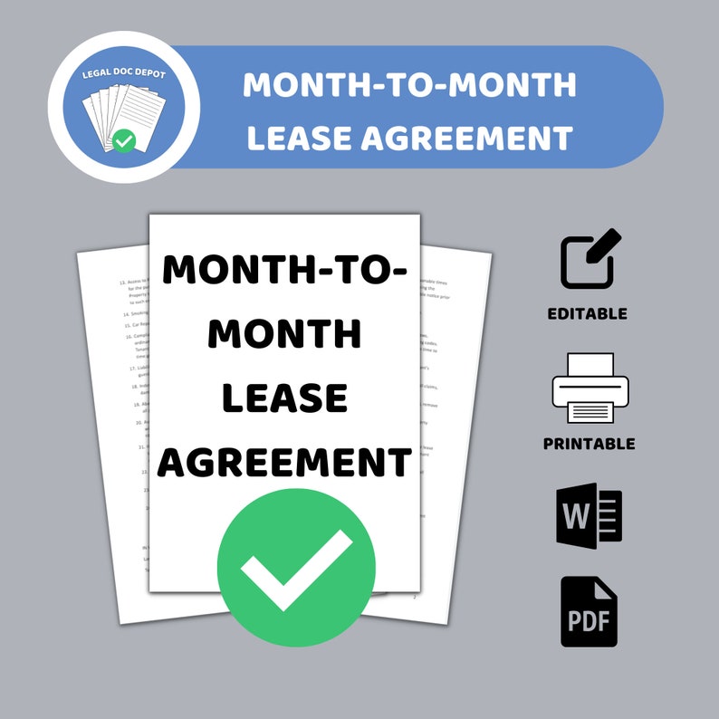 Month to Month Rental Agreement / 2 Different Files / Month-to-month Lease / Month-to-month ...