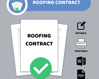 Residential Roofing Contract Template, Editable & Fillable (Digital Download)