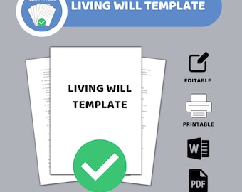 Living Will Form / Living Will template / PDF form, Word document / Advance Healthcare Directive / Healthcare Power of Attorney / Pdf & Word