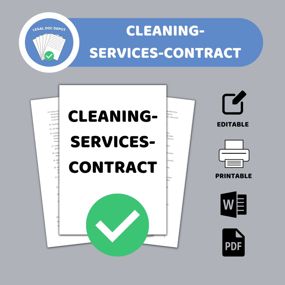 Editable Cleaning Services Agreement / Cleaning Contract / Cleaning ...