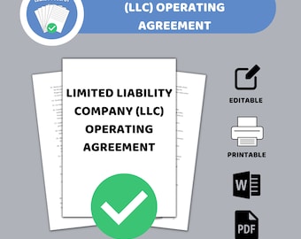 LLC Operating Agreement Template / Operating Agreement Template /    2 different files  / PDF form, Word document