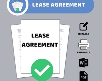 Printable Lease Agreement: Short & Long Term Rental (Editable, Instant Download)