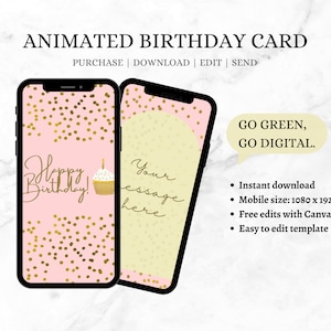 Electronic Birthday Card. Animated E Card. Birthday E Card. Greeting E Card. Canva Editable. Digital Birthday Card. Birthday Card Template.