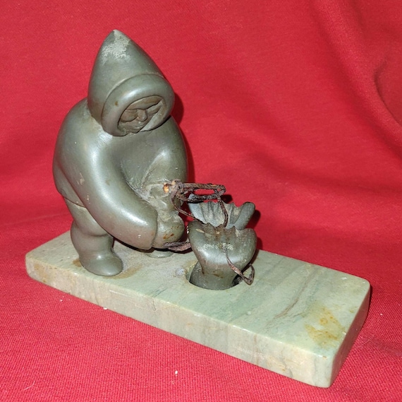 イヌイットアート ヴィンテージ 石像 インテリア オブジェ フォーク