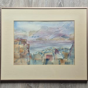 Nice Vintage 1970&#39;s Ink and Watercolour on Paper Painting by Canadian Artist, Marion Menzak
