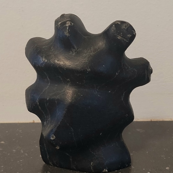 Very Nice Vintage 1960's Inuit Soapstone Carving 'Figure with Three Heads' By Well Regarded Artist, George Arlook (1949-2023)