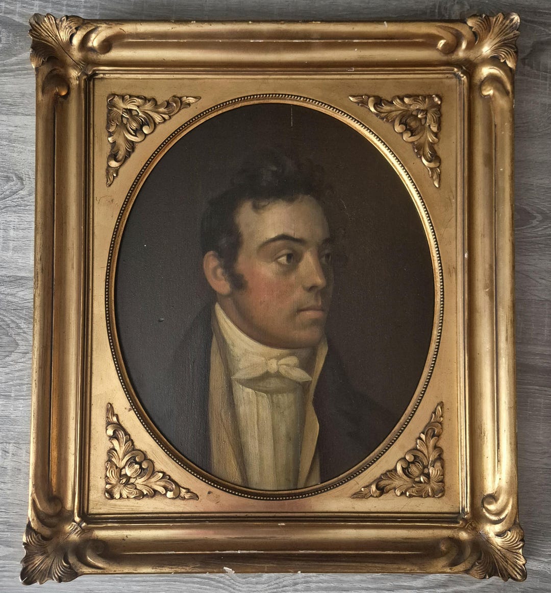 Nice Antique Circa 1840's Oil on Mahogany Panel Painting 'portrait of a ...