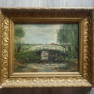 Amazing Antique 19th Century Oil on Panel Dutch Impressionism Painting