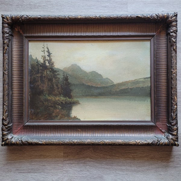 Reserved for Howard, Lovely Antique Canadian School Oil on Panel Painting 'Laurentian Mountains'