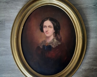 Beautiful Antique Oil on Canvas Painting &#39;Portrait of a Woman&#39; Manner of, Franz Xaver Winterhalter