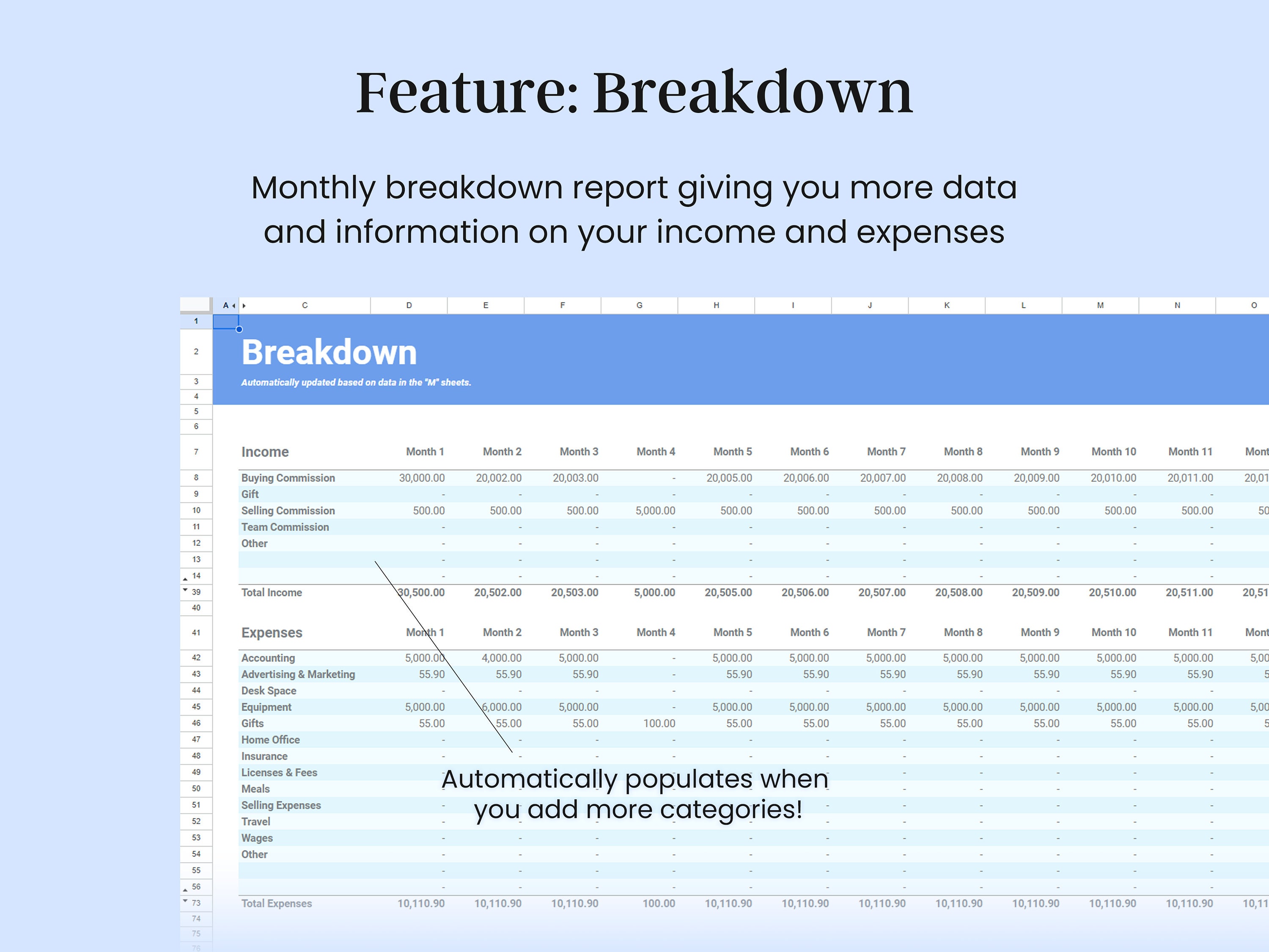 Real Estate Bookkeeping Spreadsheet Realtor Expense Spreadsheet,