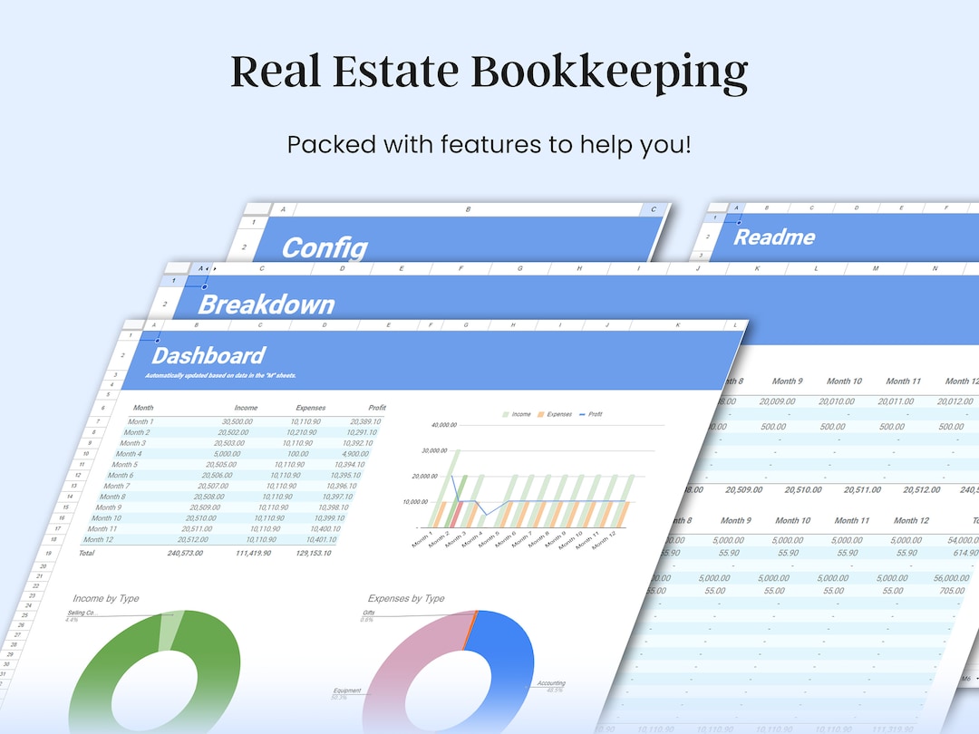 Real Estate Bookkeeping Spreadsheet Realtor Expense Spreadsheet,