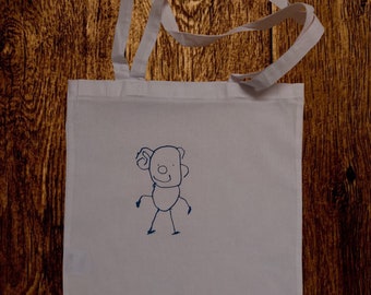 Children's drawing on cotton bag | Cotton bag | personalized bag | personalized gift