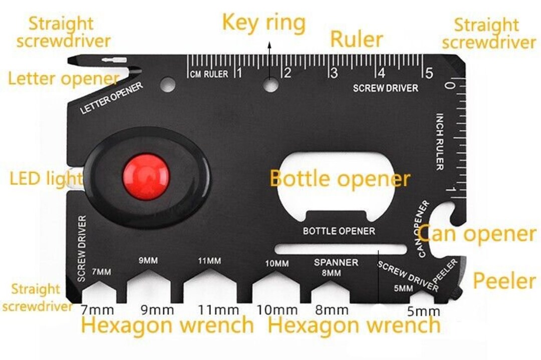 Wallet Led Tool 17 in 1 Wallet Multi Tool Gadget Like Wallet Ninja With a Light - Etsy UK