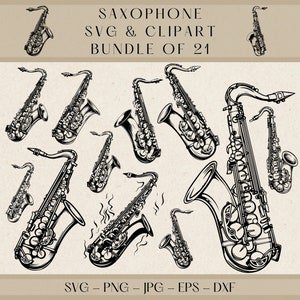 Saxophone SVG, Saxophone Clipart, Saxophone Png, Saxophone Vector, Saxophone Silhouette, Musical Instrument SVG, Jazz SVG, Saxophone Design