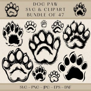 Dog Paw SVG Clipart Bundle: 47 Paw Print Designs (Digital Download)