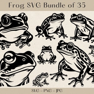 Pakiet Frog SVG, Frog SVG, Sylwetka żaby, Clipart żaby, Pliki cięte żaby svg dla cricut, PNG żaby, Clipart żaby, Pakiet Amphibian