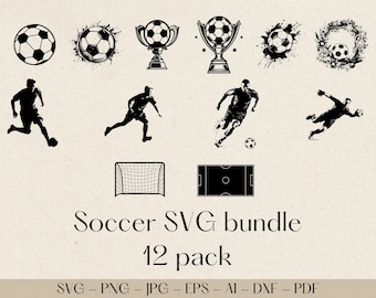 Soccer SVG Clipart Bundle: Football Silhouette Cut Files (Digital Download)