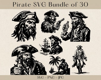 Pirate SVG, Pirate SVG Bundle, Pirate Silhouette, Pirate svg files for cricut, Pirate ship svg, Pirate Clipart, Pirate head svg, Pirate png